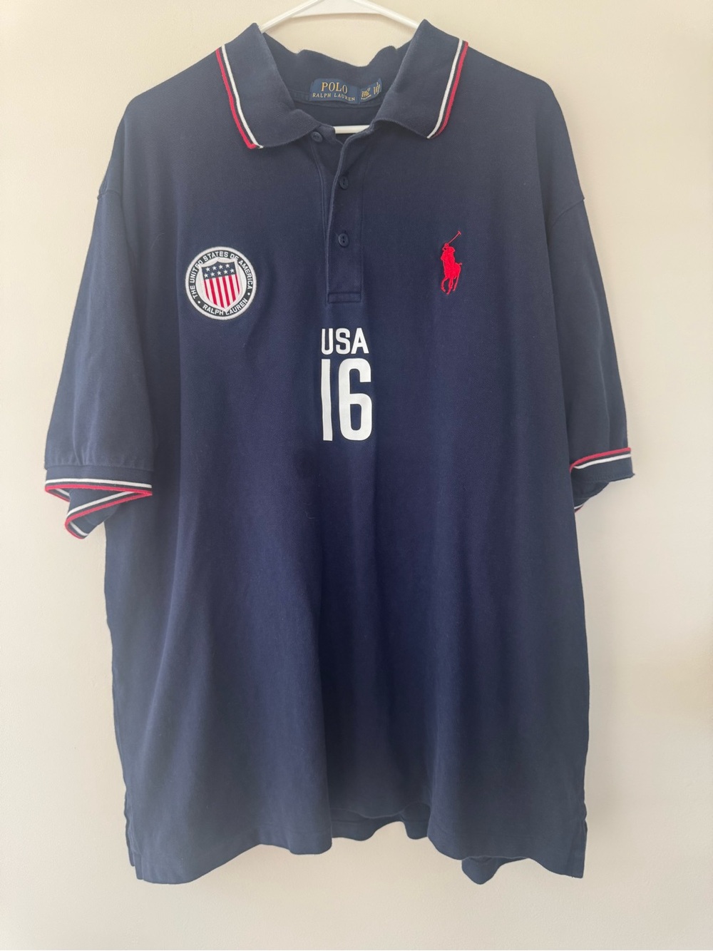 Polo Ralph Lauren USA Rugby Polo Shirt Adult L Navy Blue 2016 Olympics Sz 2XL